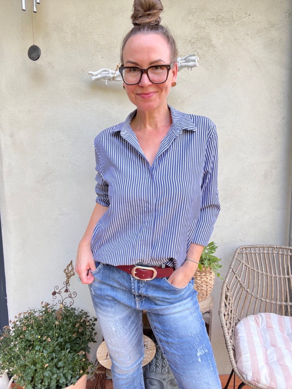 Hemd Bluse Gretchen Marine