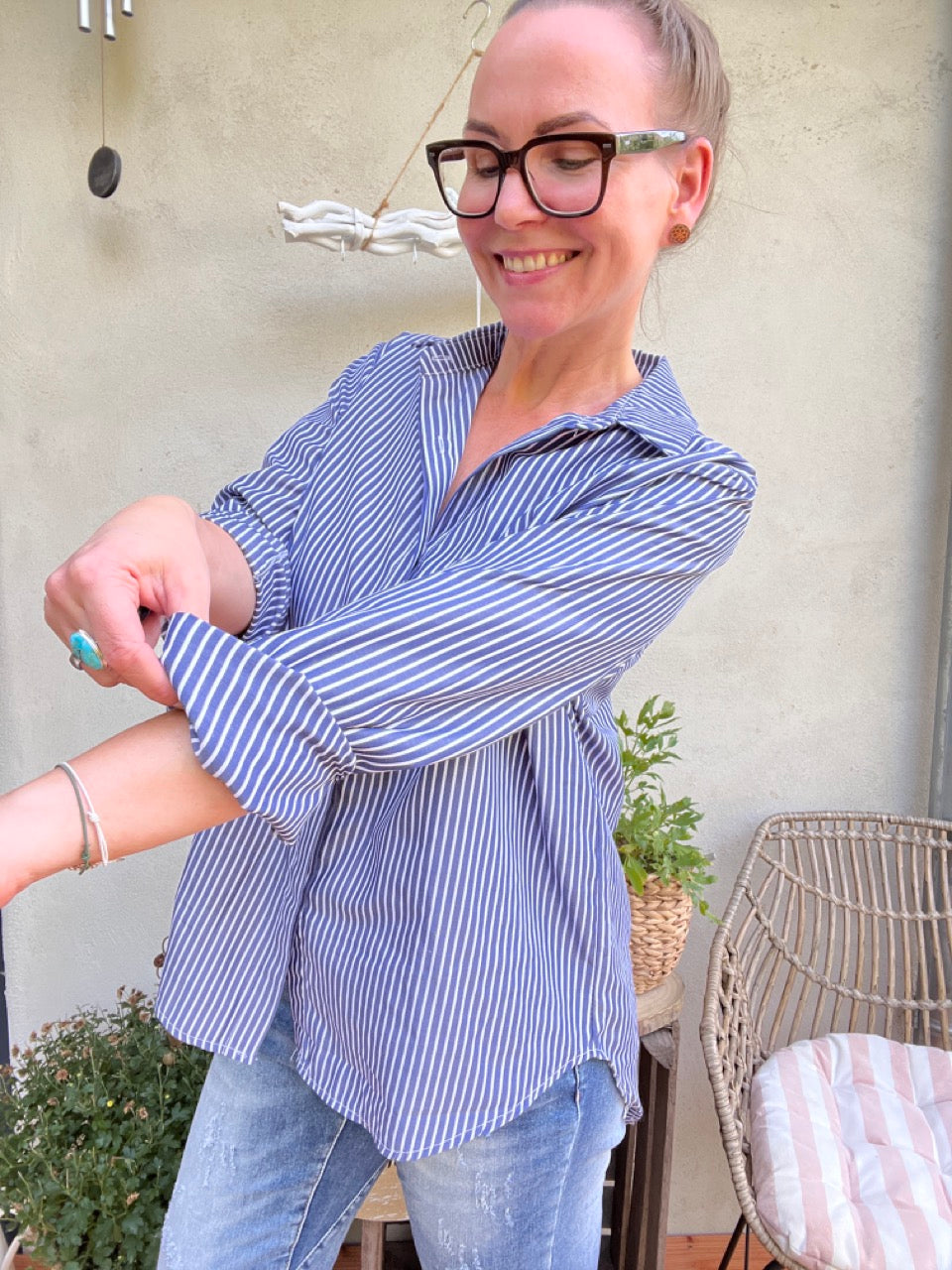 Hemd Bluse Gretchen Marine