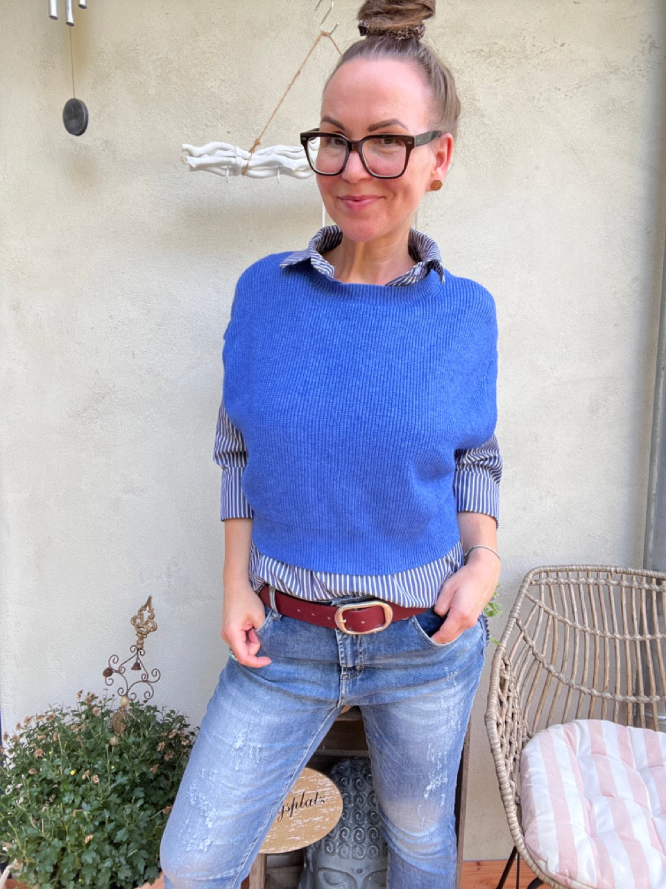 Oversize Pullunder Blau