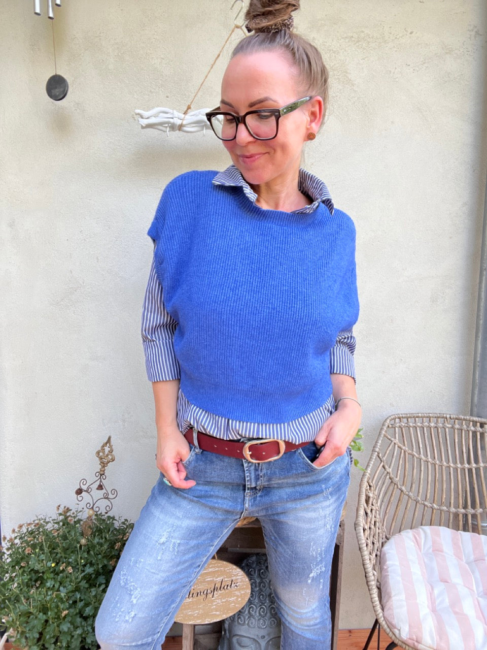 Oversize Pullunder Blau