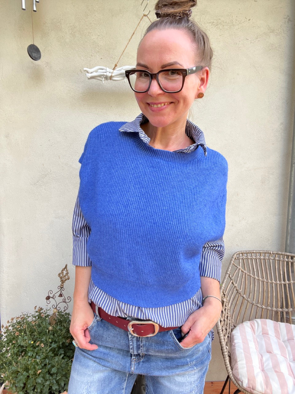 Oversize Pullunder Blau