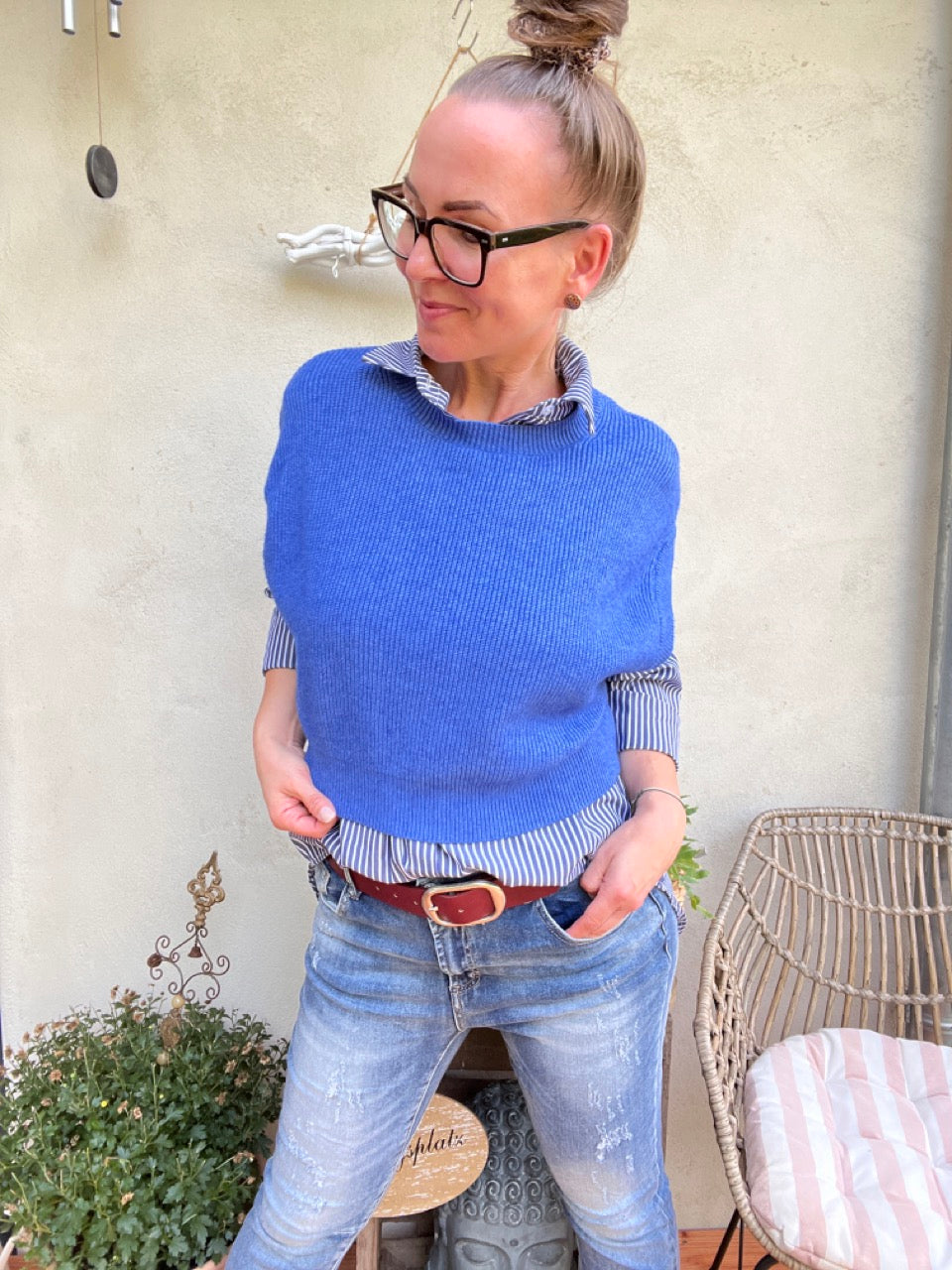 Oversize Pullunder Blau