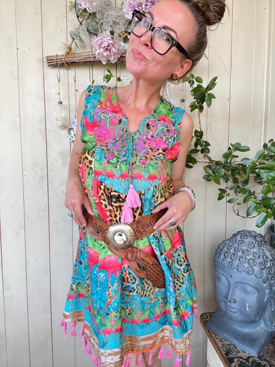 Kleid Dschungel Getummel Bunt