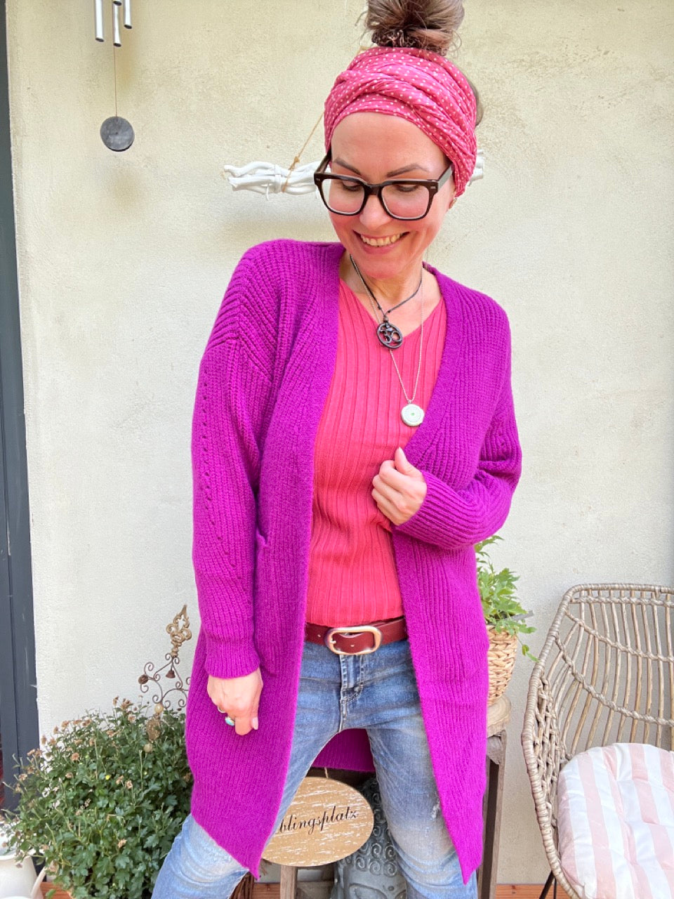 Strickjacke Mantel Heiterblick Magenta