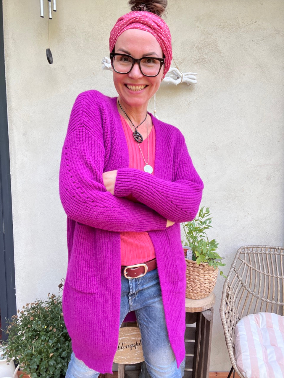 Strickjacke Mantel Heiterblick Magenta