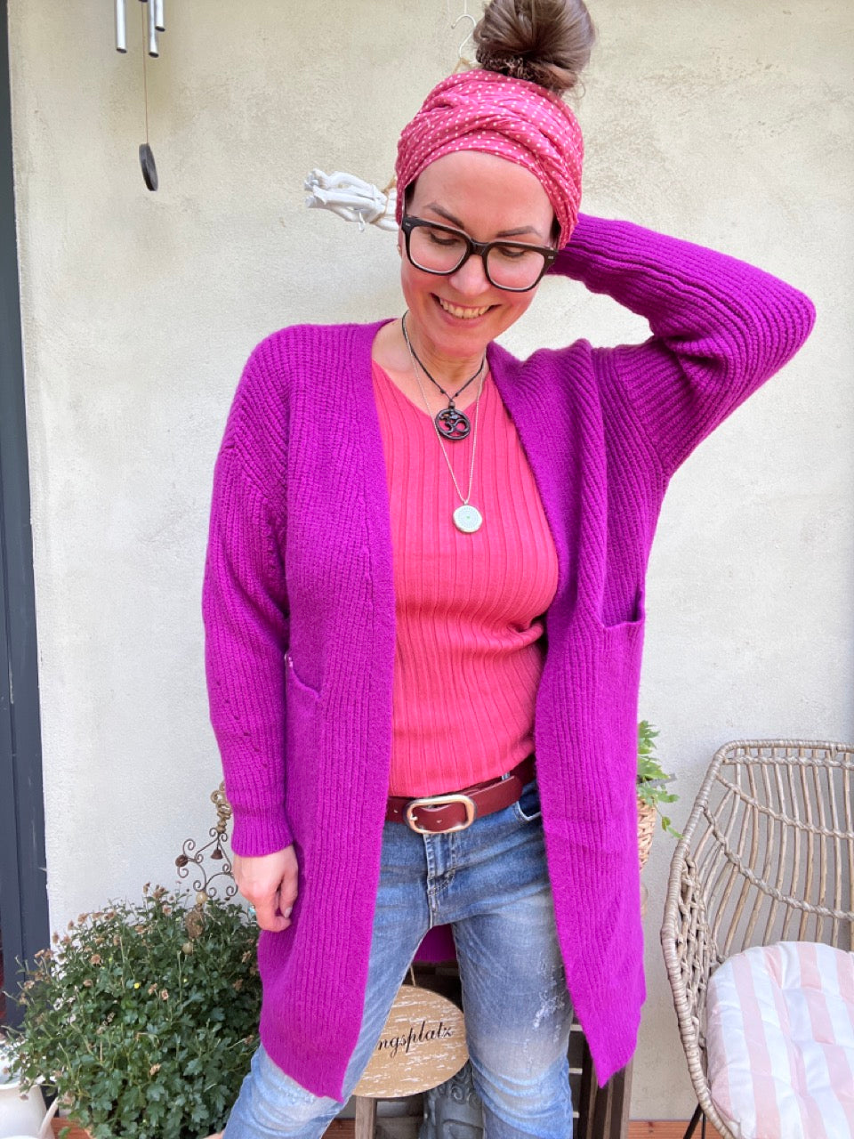 Strickjacke Mantel Heiterblick Magenta