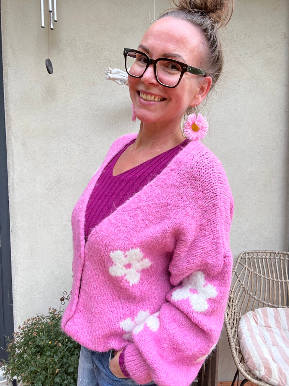 Strickjacke Flower Lilly Rosa
