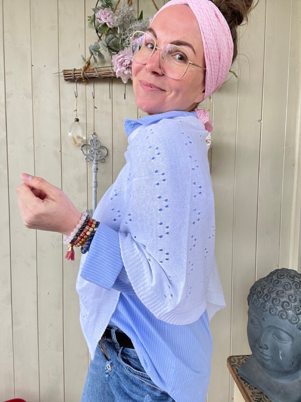 Sommer Poncho Herzl Weiß