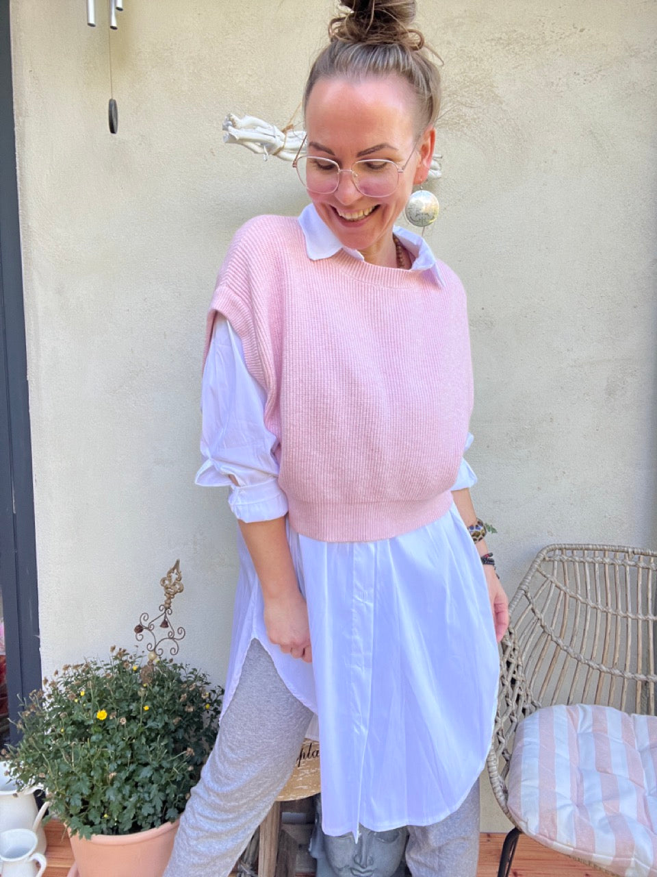 Hemd Bluse Gretchen Long Weiß