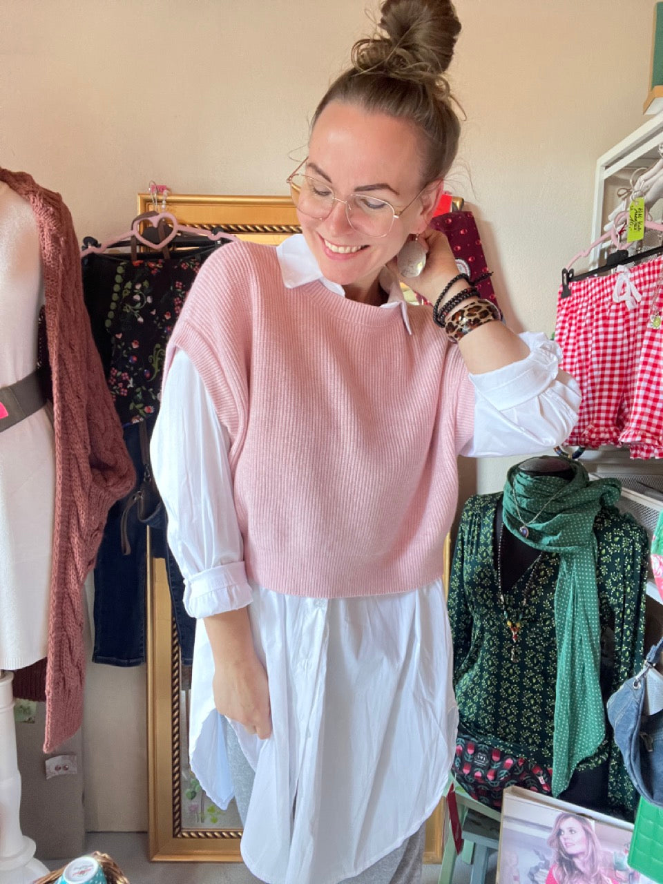 Hemd Bluse Gretchen Long Weiß