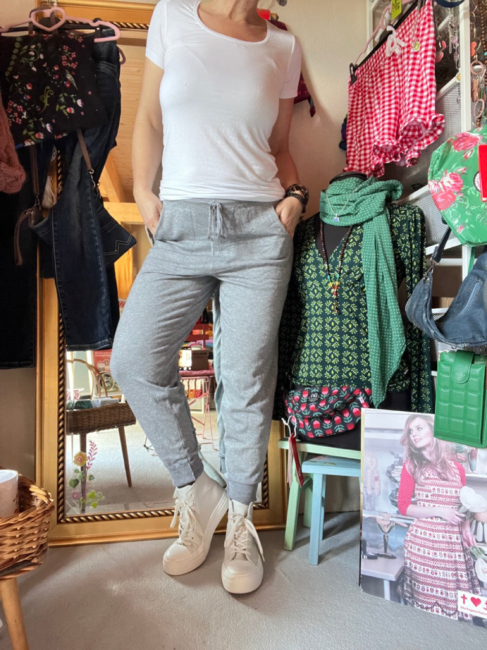 Hose Strickpants Freizeitheld Grau