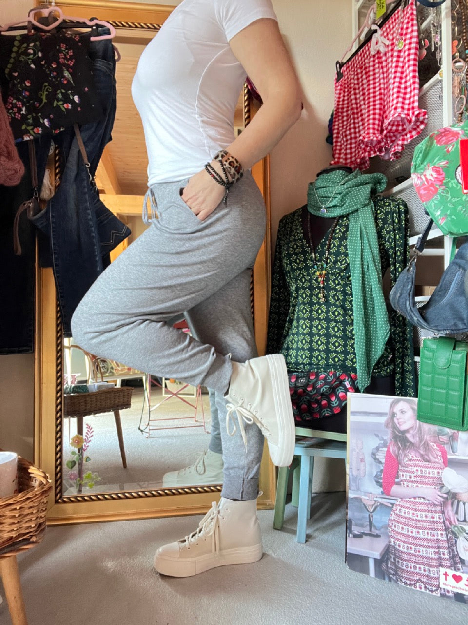 Hose Strickpants Freizeitheld Grau