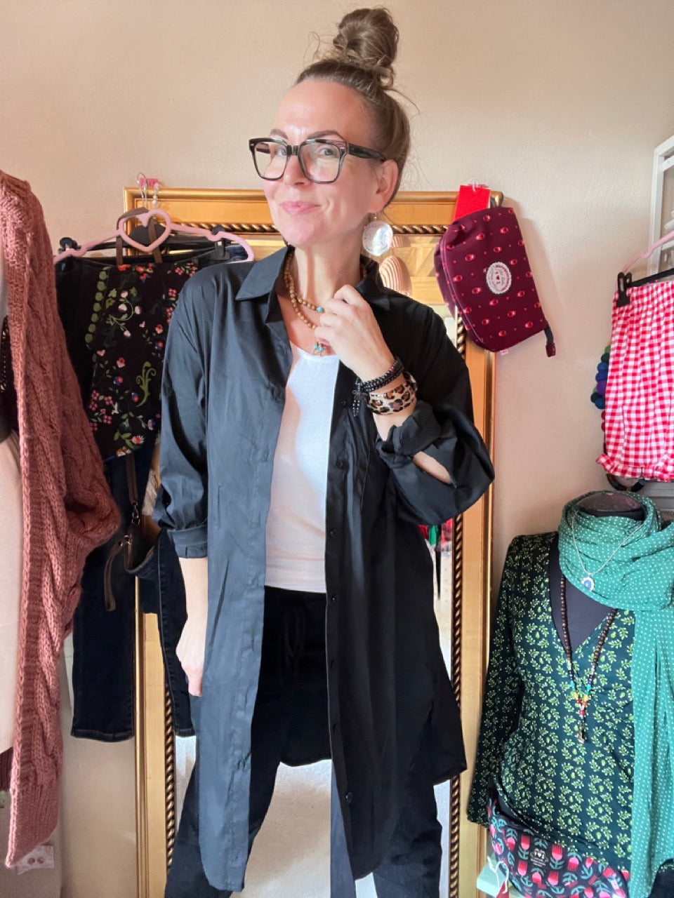 Hemd Bluse Gretchen Long Schwarz
