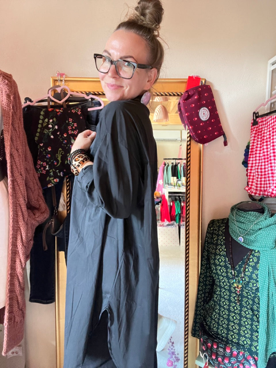 Hemd Bluse Gretchen Long Schwarz