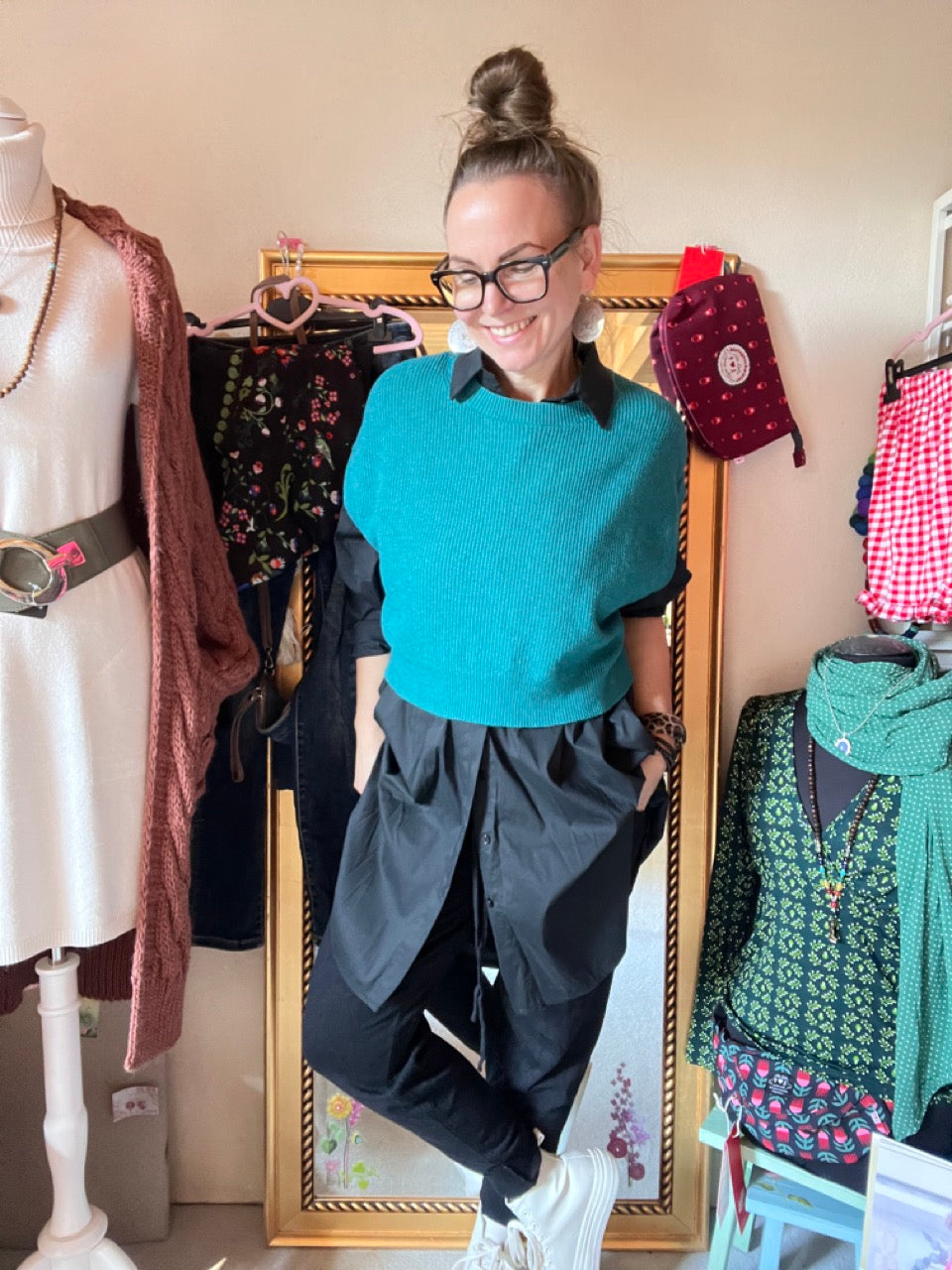 Hemd Bluse Gretchen Long Schwarz