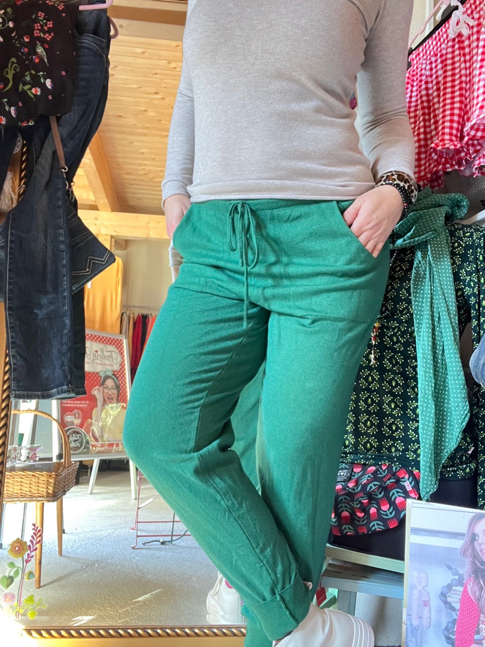 Hose Strickpants Freizeitheld Grün
