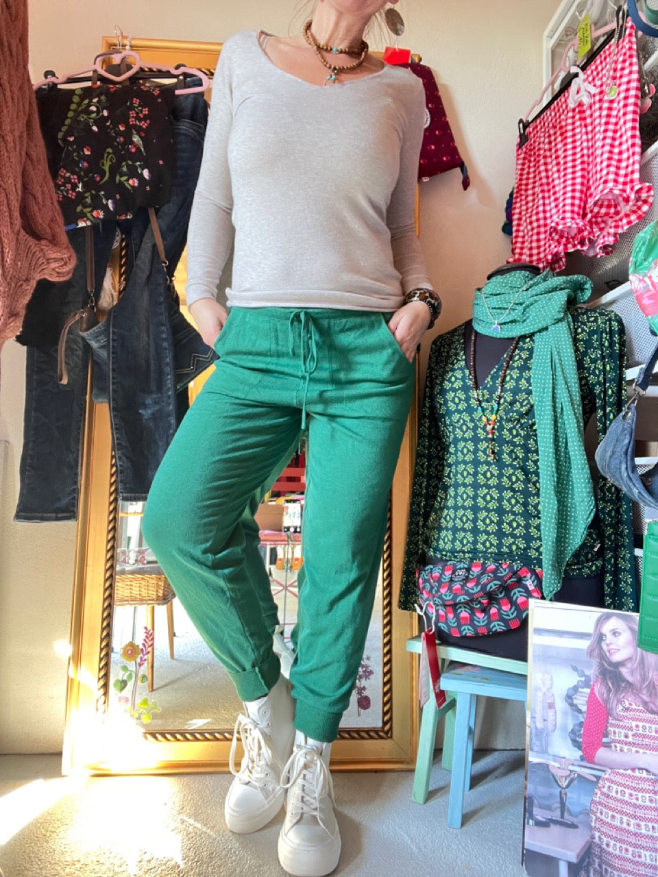 Hose Strickpants Freizeitheld Grün