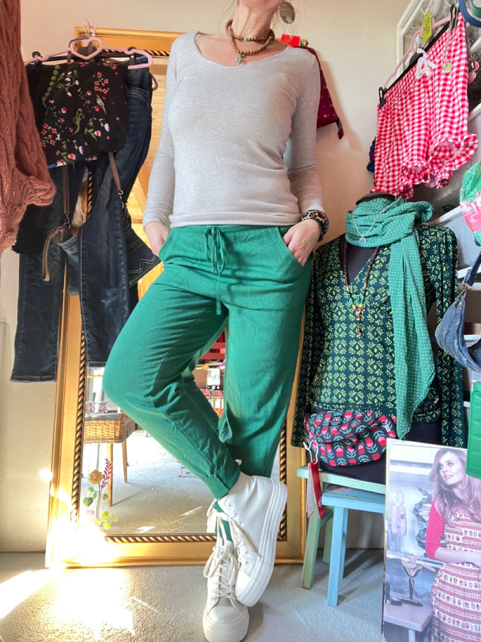 Hose Strickpants Freizeitheld Grün