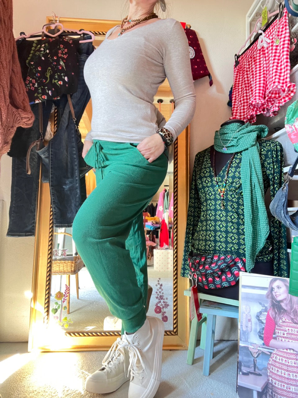 Hose Strickpants Freizeitheld Grün
