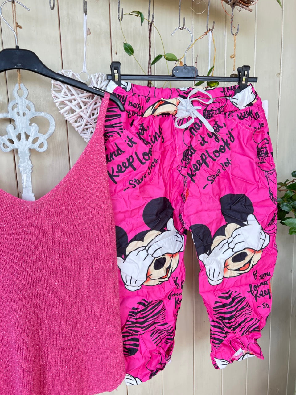 Jogpants Short Mickey Love Schwarz & Pink