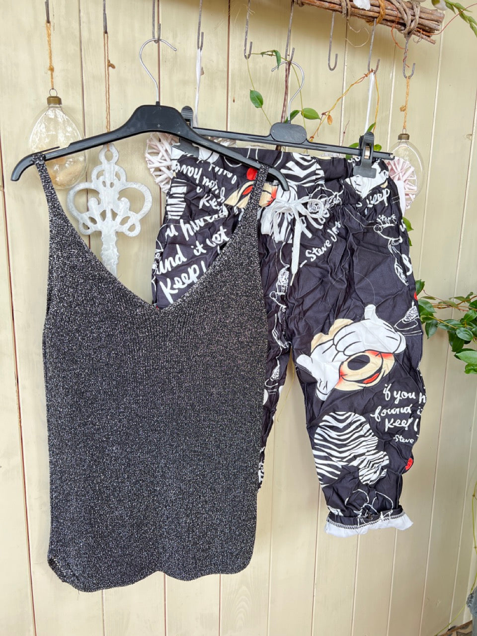Jogpants Short Mickey Love Schwarz & Pink
