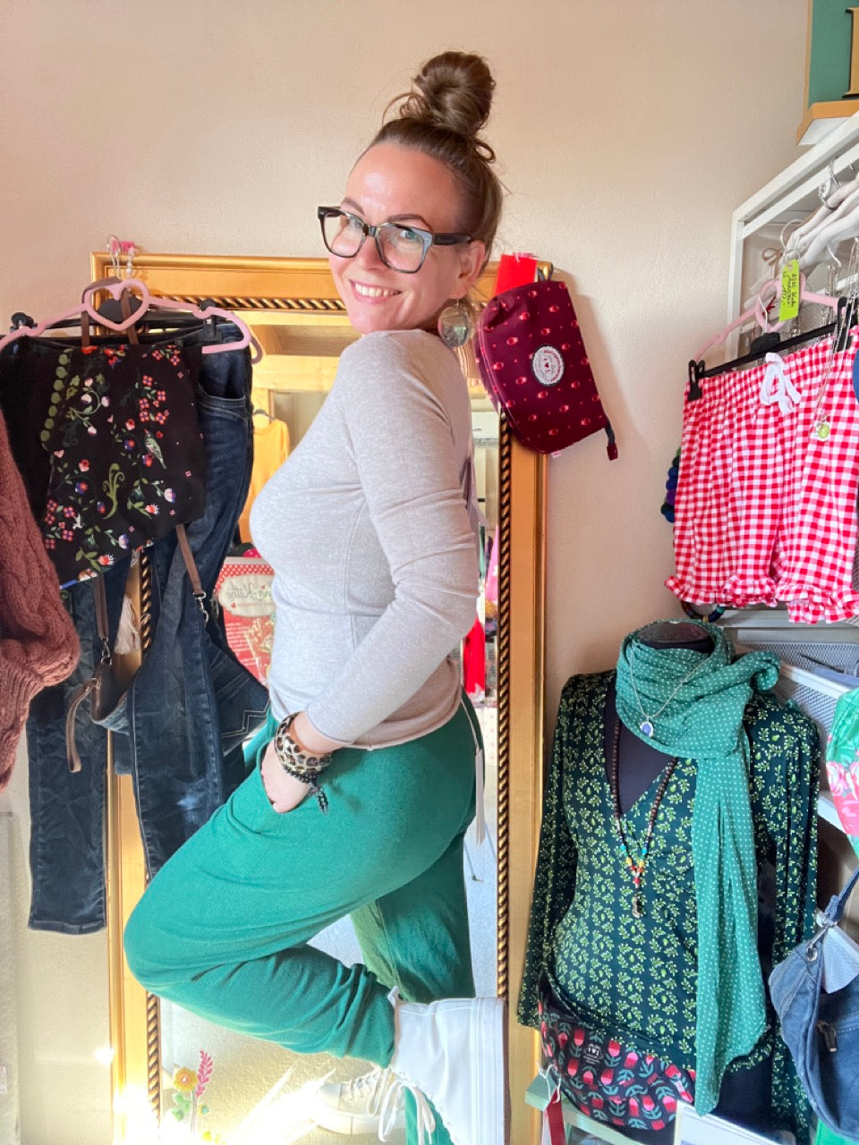 Hose Strickpants Freizeitheld Grün