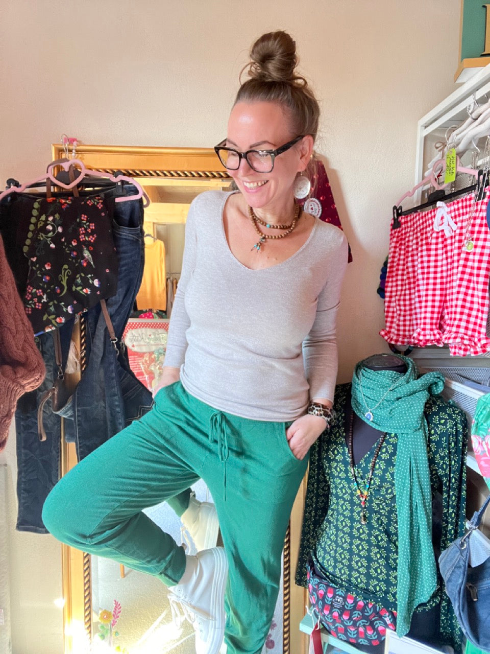 Hose Strickpants Freizeitheld Grün