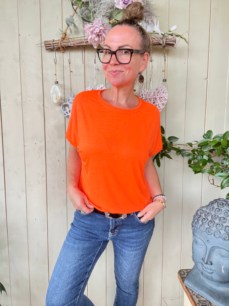 Shirt Lilo Obenschön Leuchtend Orange