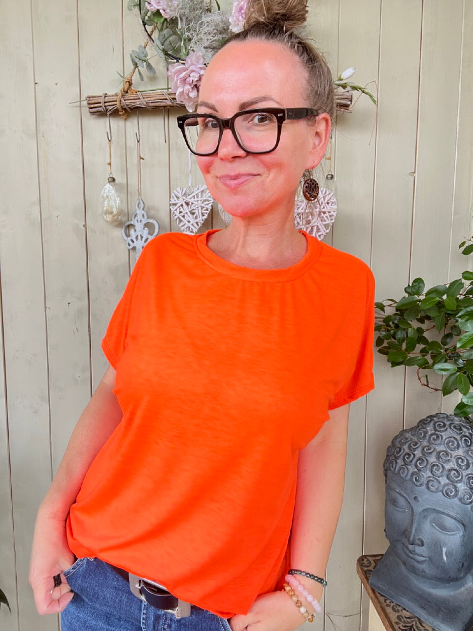 Shirt Lilo Obenschön Leuchtend Orange