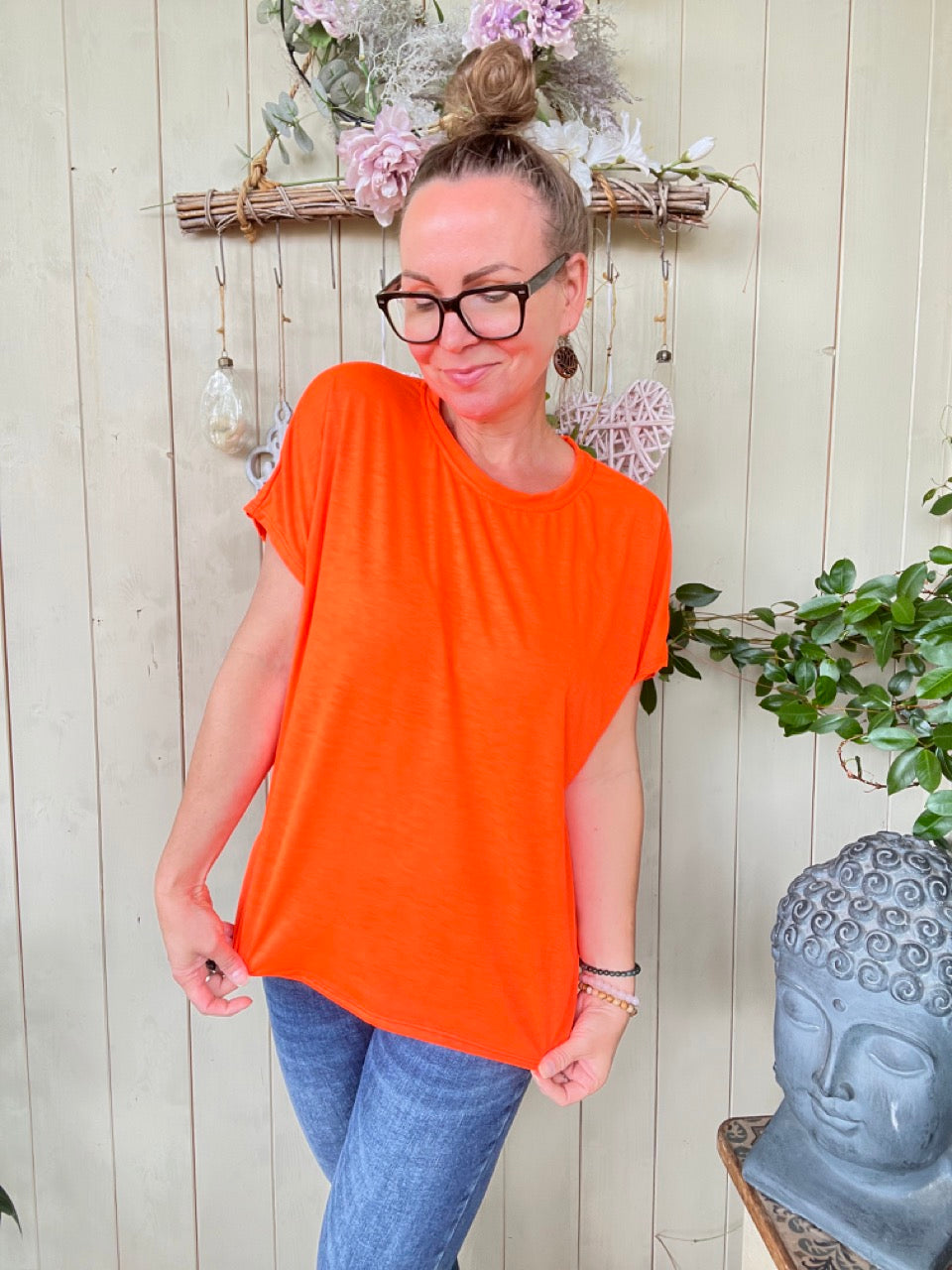 Shirt Lilo Obenschön Leuchtend Orange