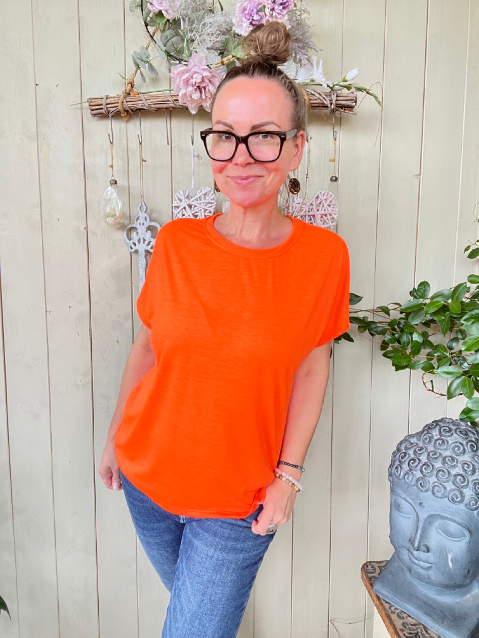 Shirt Lilo Obenschön Leuchtend Orange