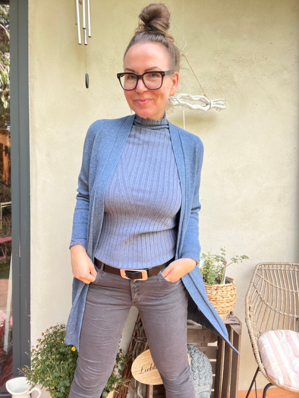 Hose Jeans Fünfknopf Grau
