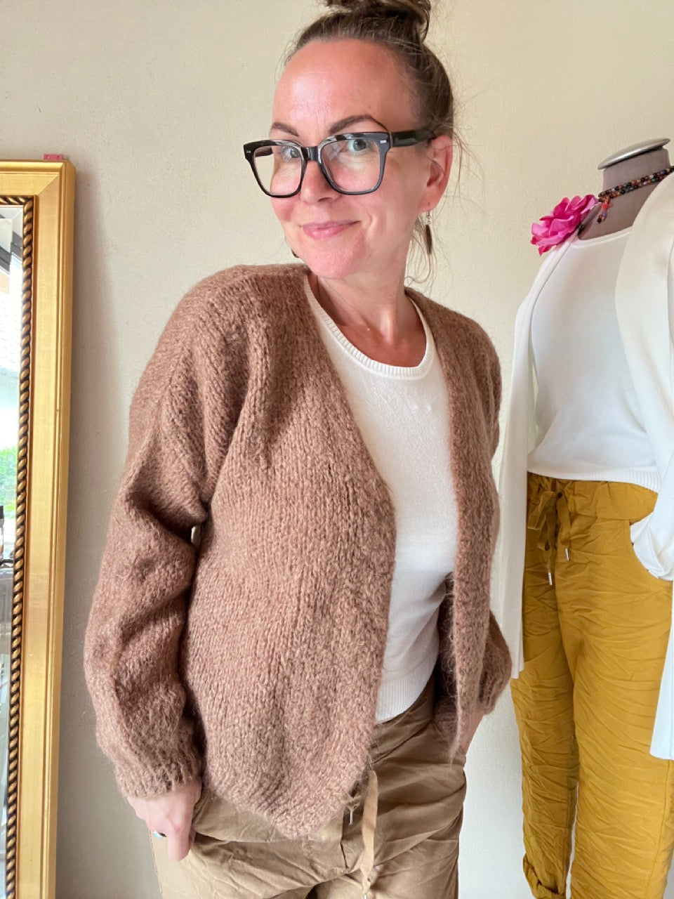 Strickjacke Wollgenuss Cappuccino