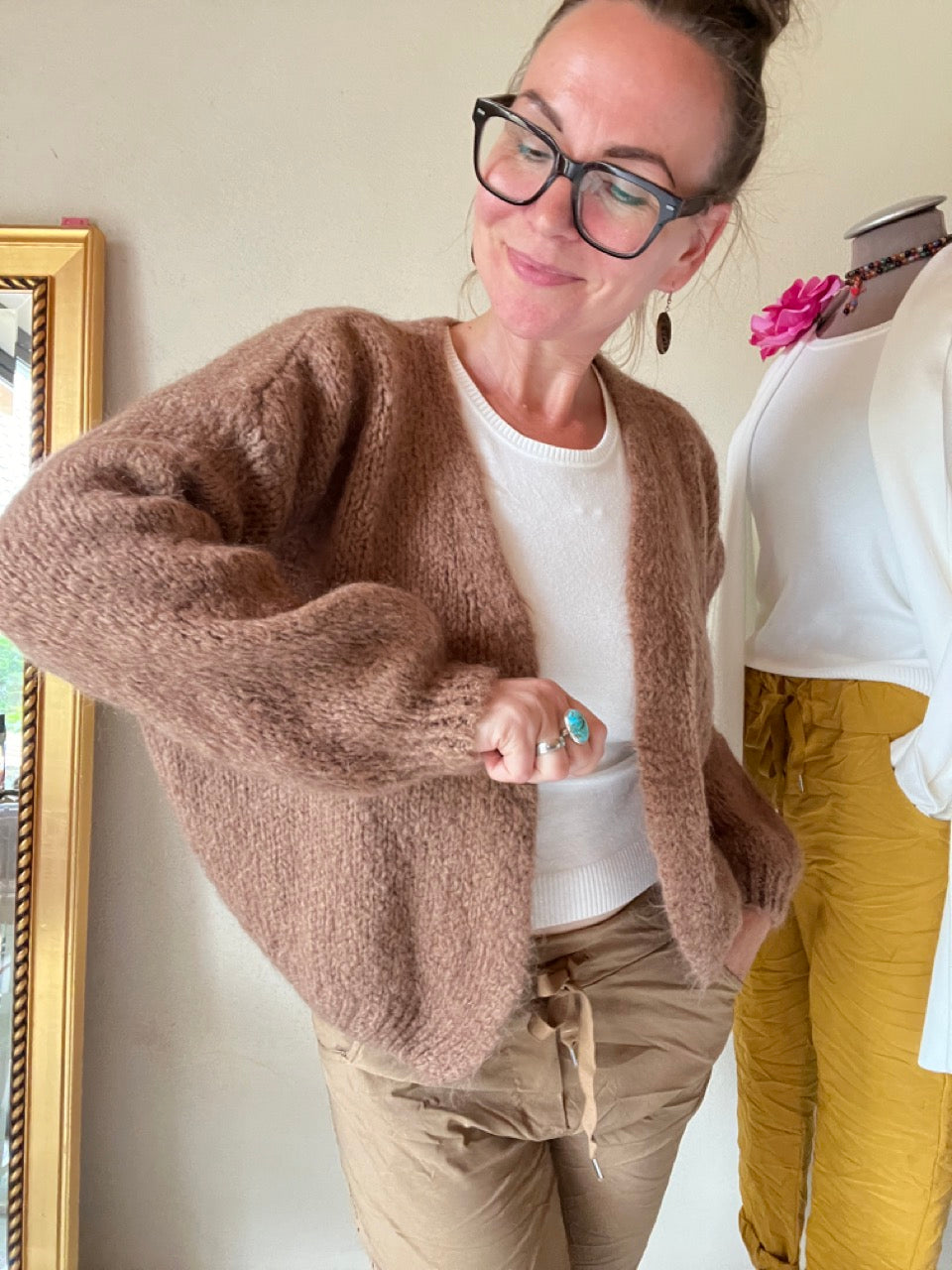 Strickjacke Wollgenuss Cappuccino
