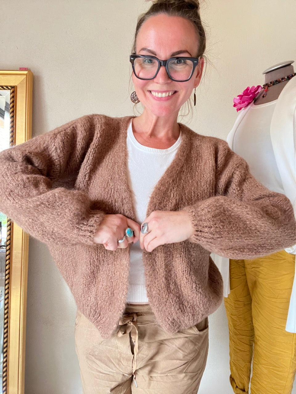 Strickjacke Wollgenuss Cappuccino