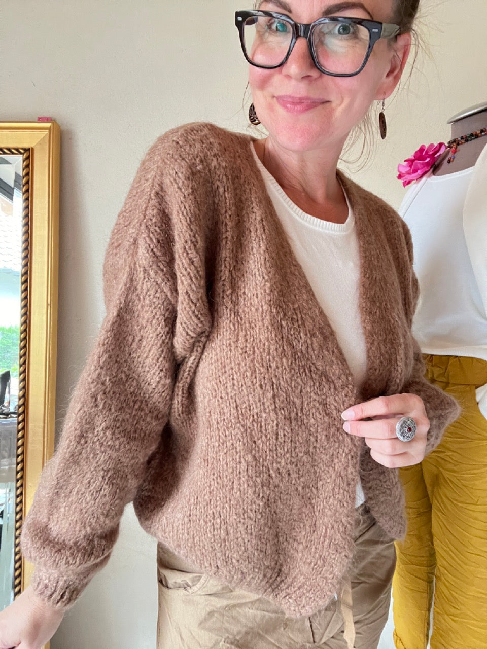 Strickjacke Wollgenuss Cappuccino