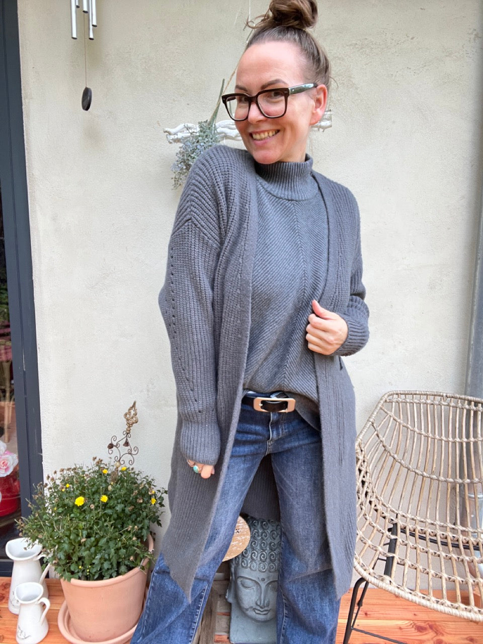 Strickjacke Mantel Heiterblick Dunkelgrau