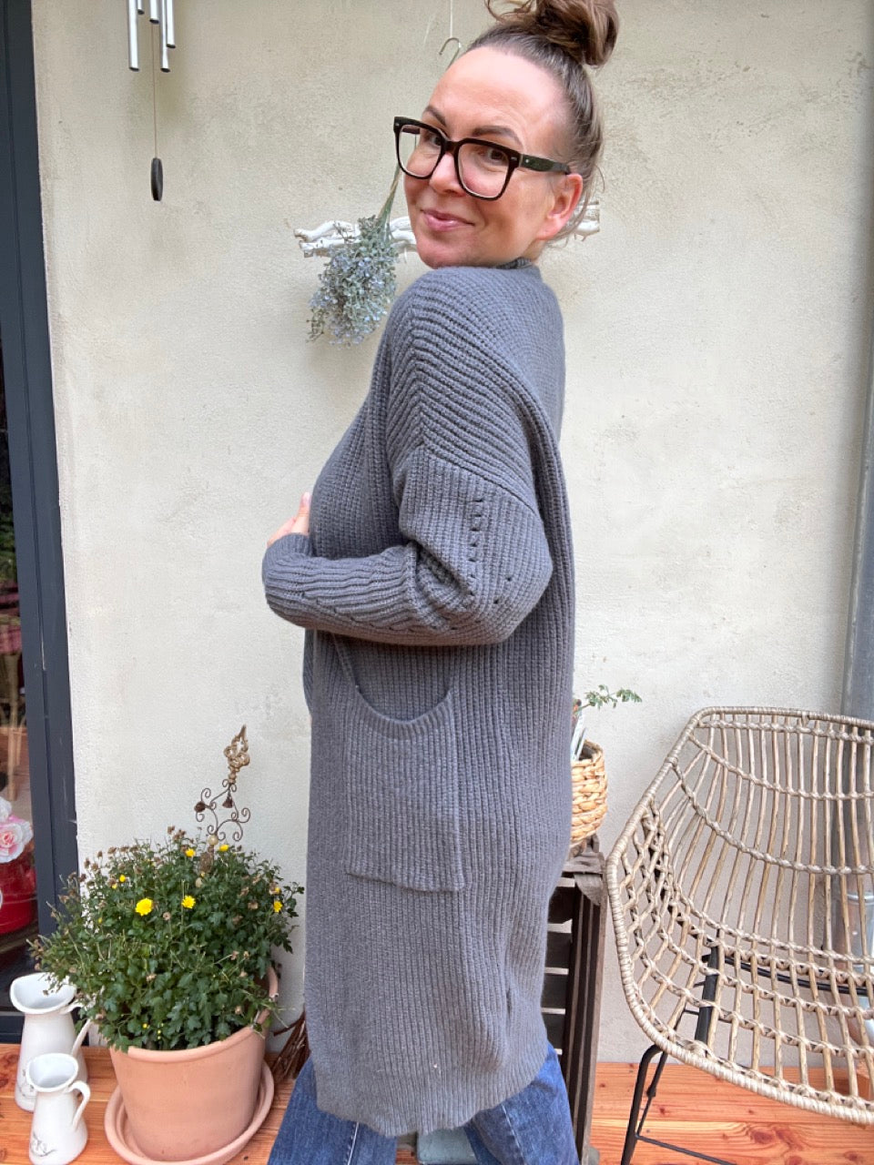 Strickjacke Mantel Heiterblick Dunkelgrau