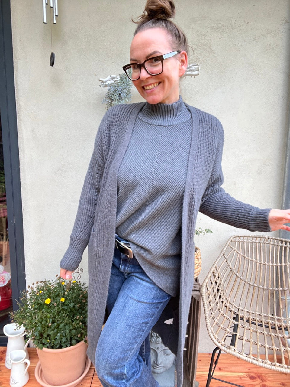 Strickjacke Mantel Heiterblick Dunkelgrau