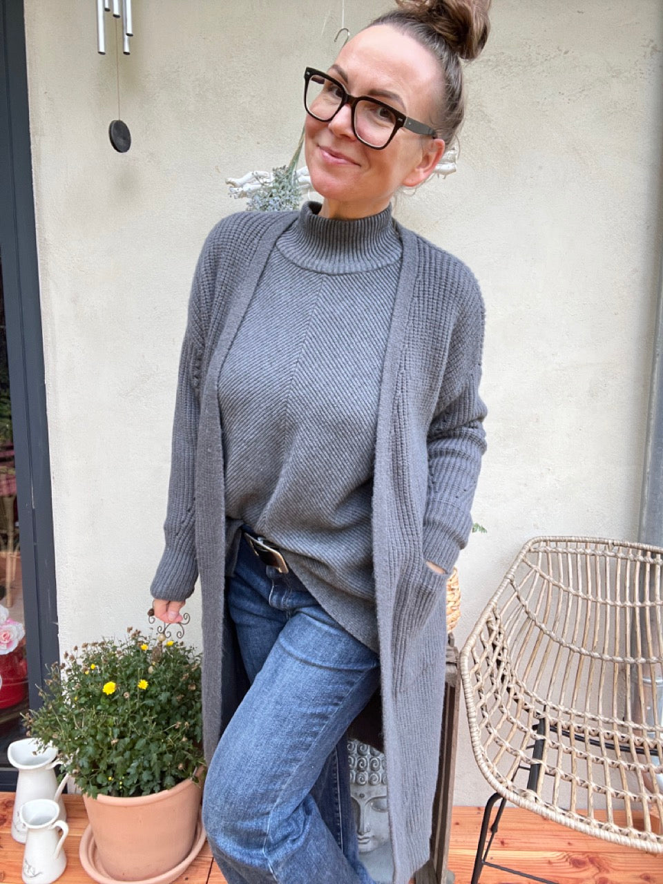 Strickjacke Mantel Heiterblick Dunkelgrau