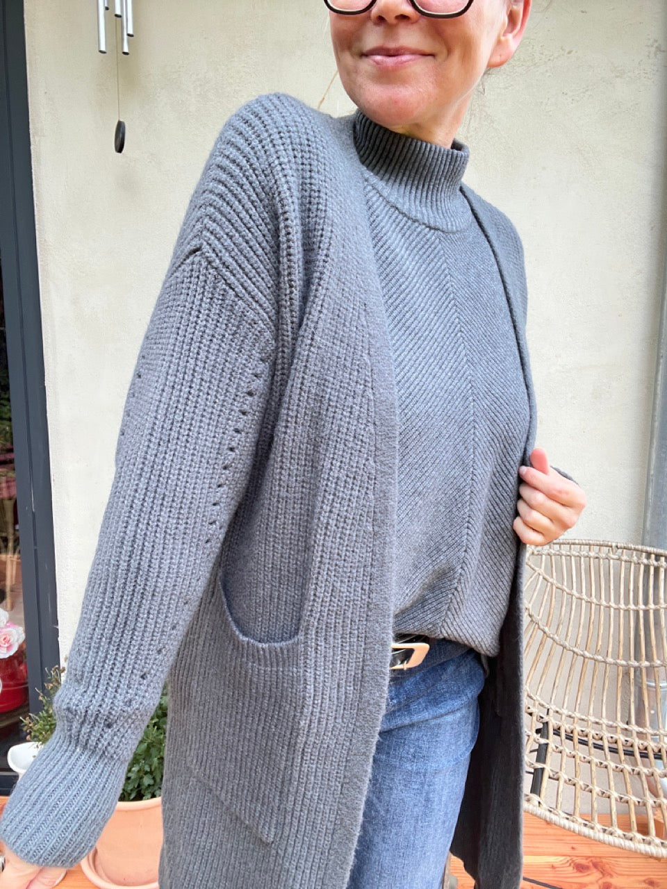 Strickjacke Mantel Heiterblick Dunkelgrau