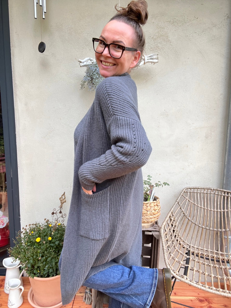 Strickjacke Mantel Heiterblick Dunkelgrau