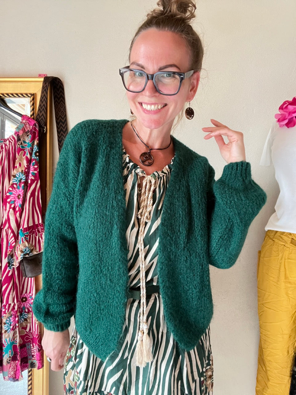 Strickjacke Wollgenuss Tannen Grün