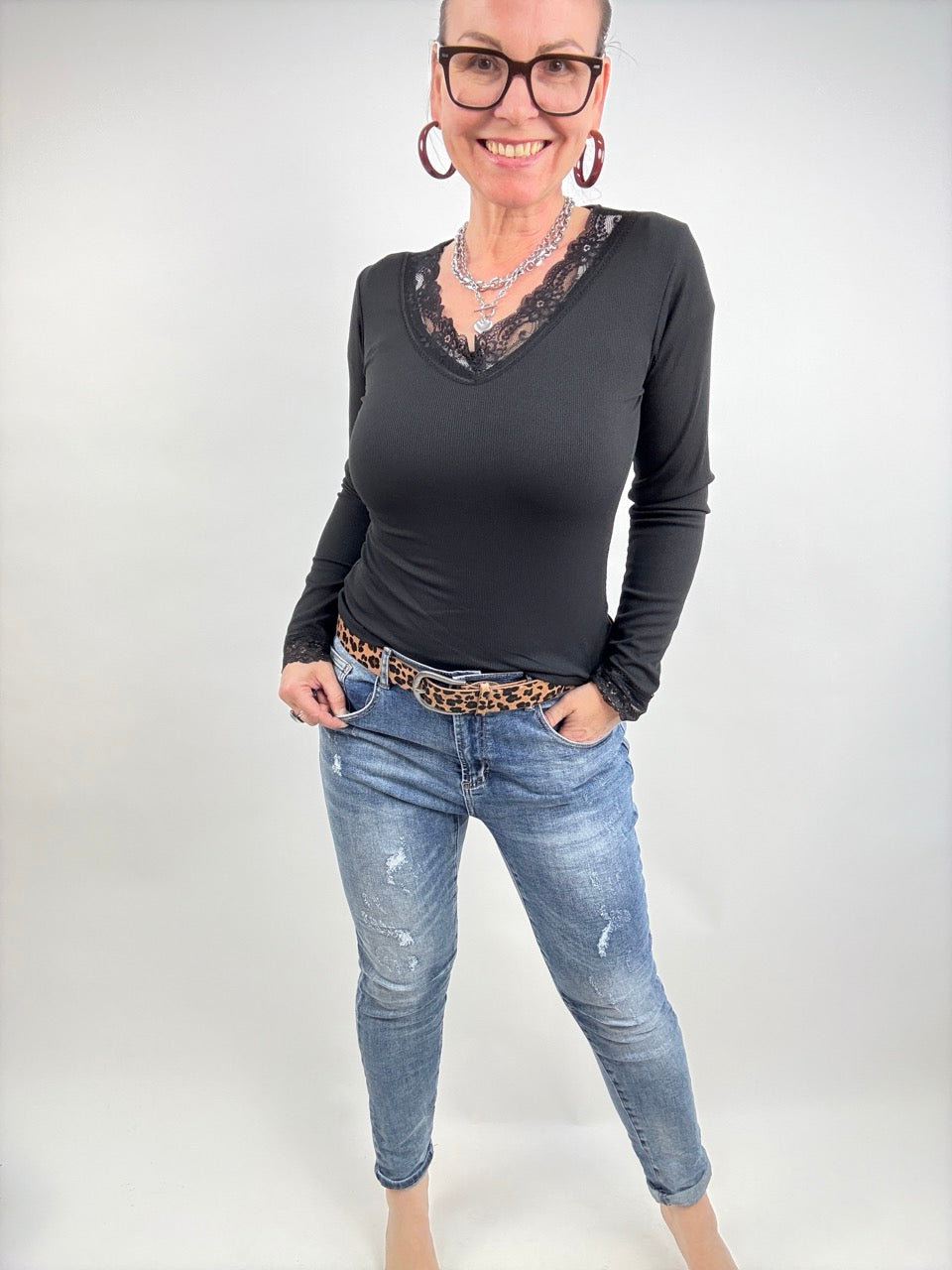 Shirt Langarm Kiara Schwarz