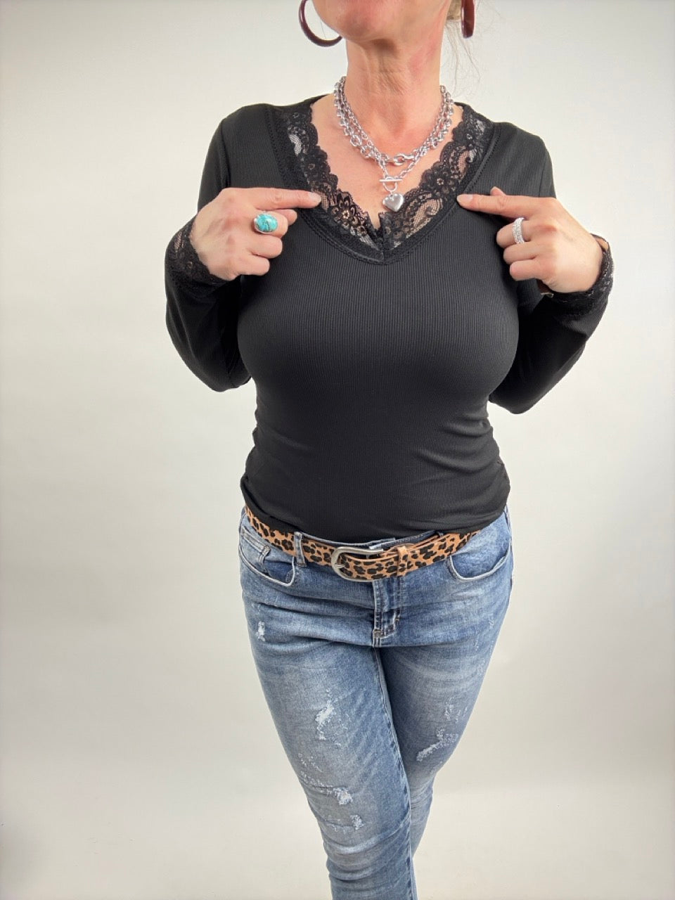 Shirt Langarm Kiara Schwarz
