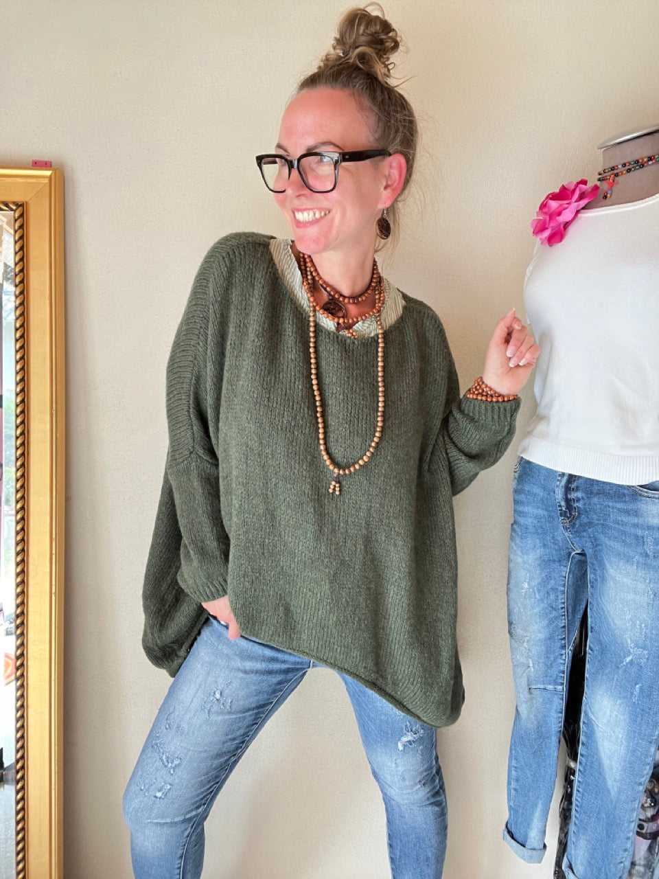 Strickpullover Sunny Olive Grün