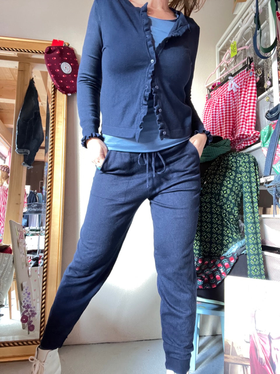 Hose Strickpants Freizeitheld Blau