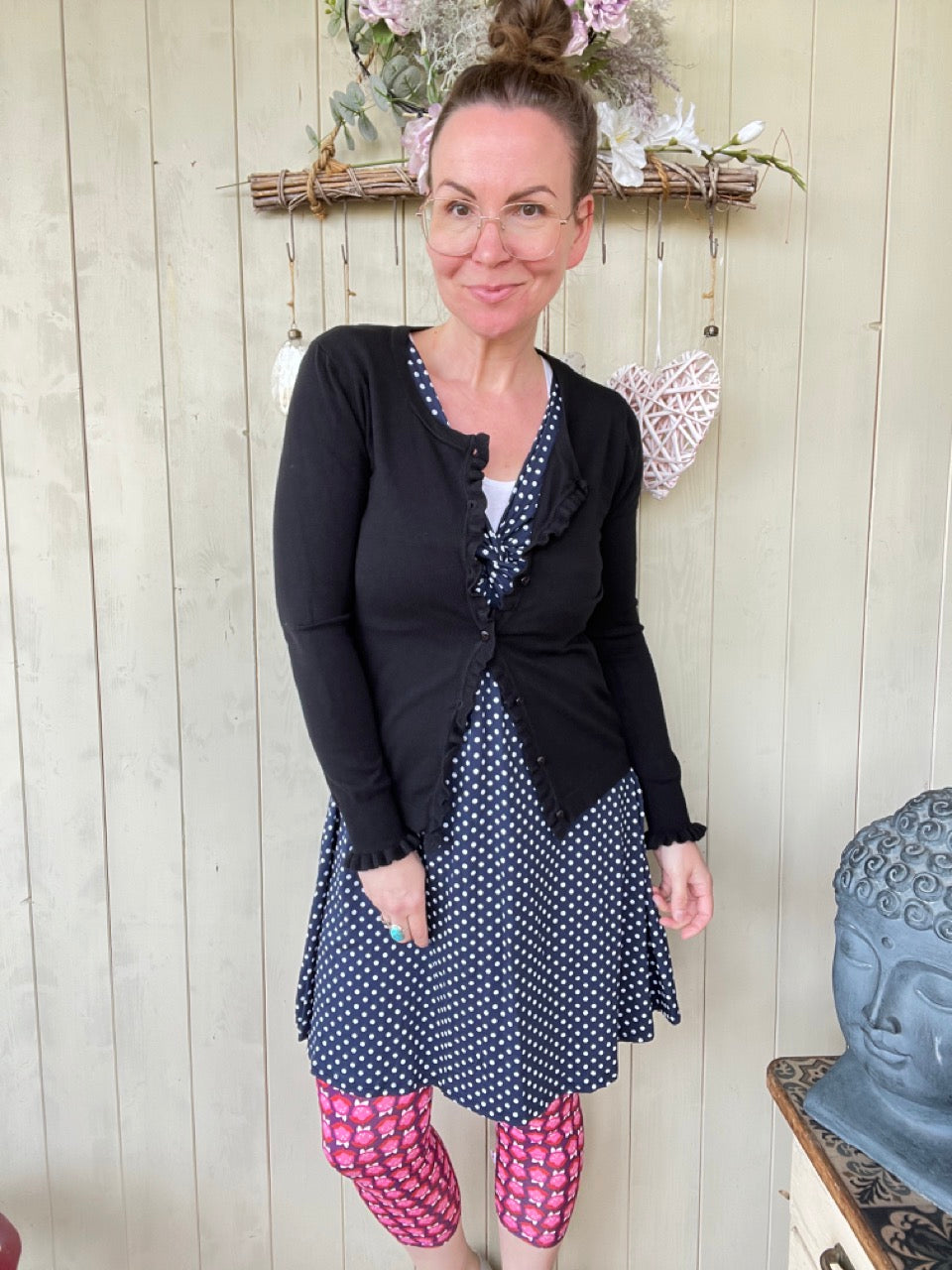 Strickjacke Rüschli Schwarz