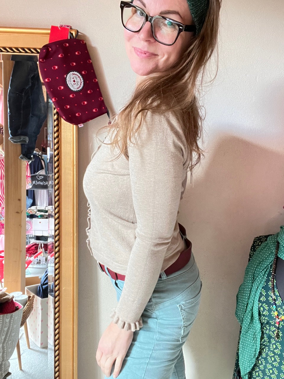 Strickjacke Rüschli Cappuccino