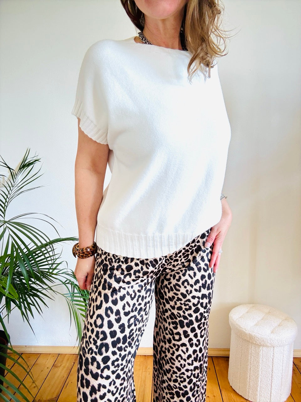 Pulli Kurzarm Weiß
